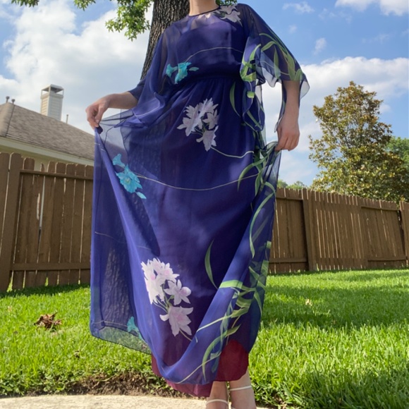 70’s Handmade Chiffon Dress - Picture 3 of 7